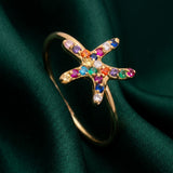 18K Gold Ring with Colorful Star Design