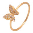 18K Gold Smiling Butterfly Ring with Shiny Stones