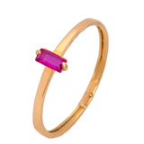 18K Gold Ring with Rectangular Fuchsia Stone