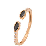 18K Gold Ring with Openwork Gemstone Design In Black