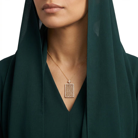 21K Gold Longodor Pendant with Paved Gemstones