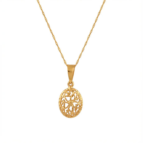 21K Gold Brodia Pendant with Openwork Botanical Design