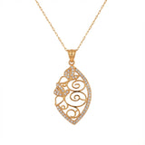 21K Gold Belle Vie Pendant with Paved Oval Frame