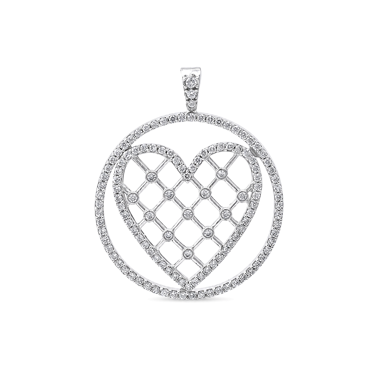 18K White Gold Pendant with Circular Heart Design