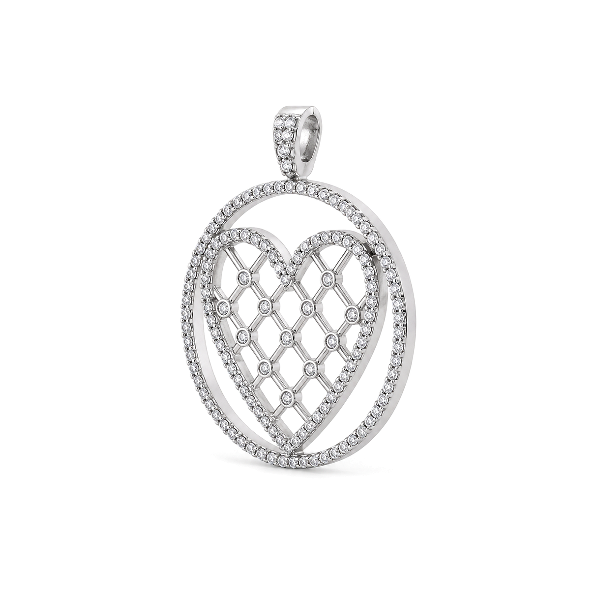 18K White Gold Pendant with Circular Heart Design