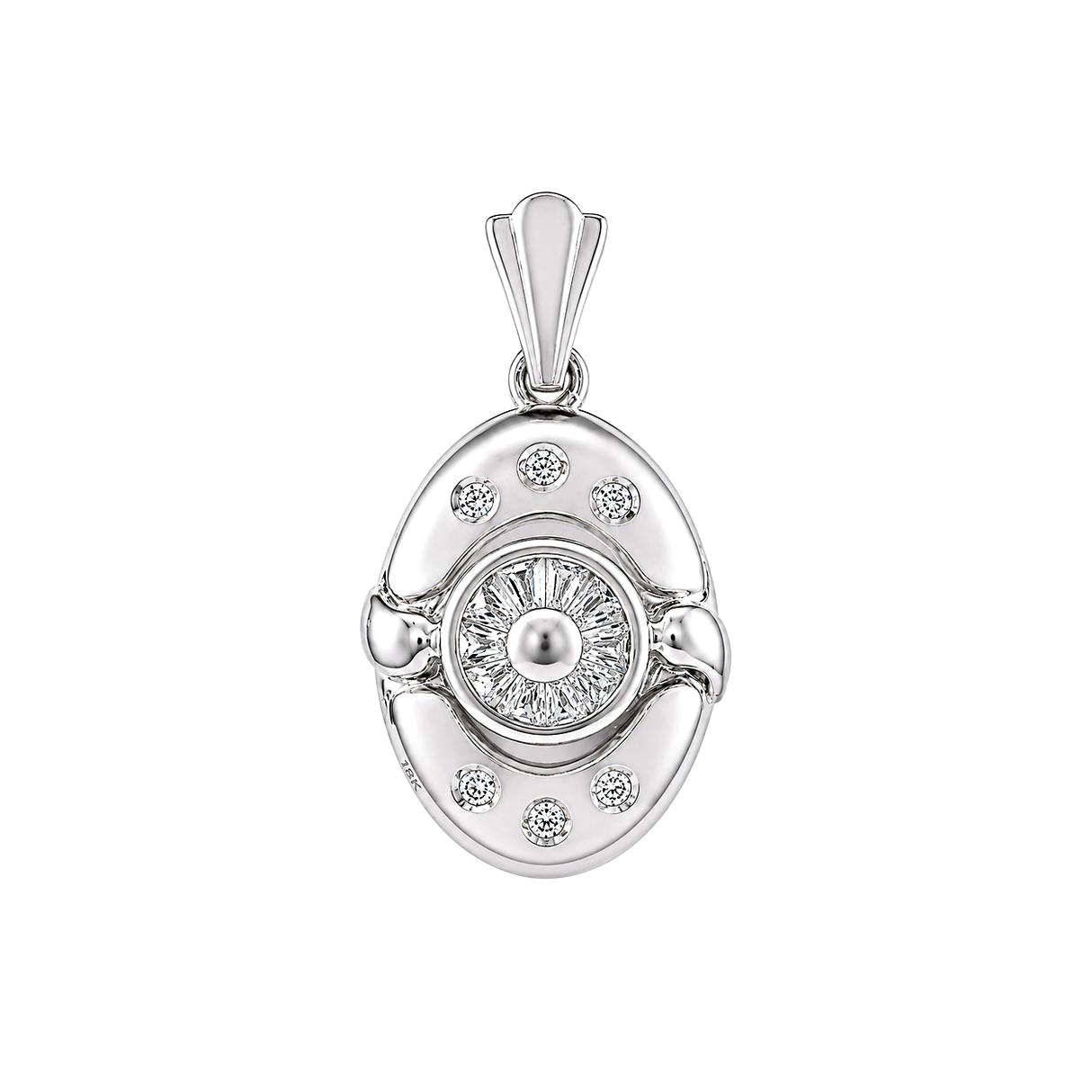18K White Gold Pendant Oval with Stones