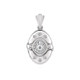 18K White Gold Pendant Oval with Stones