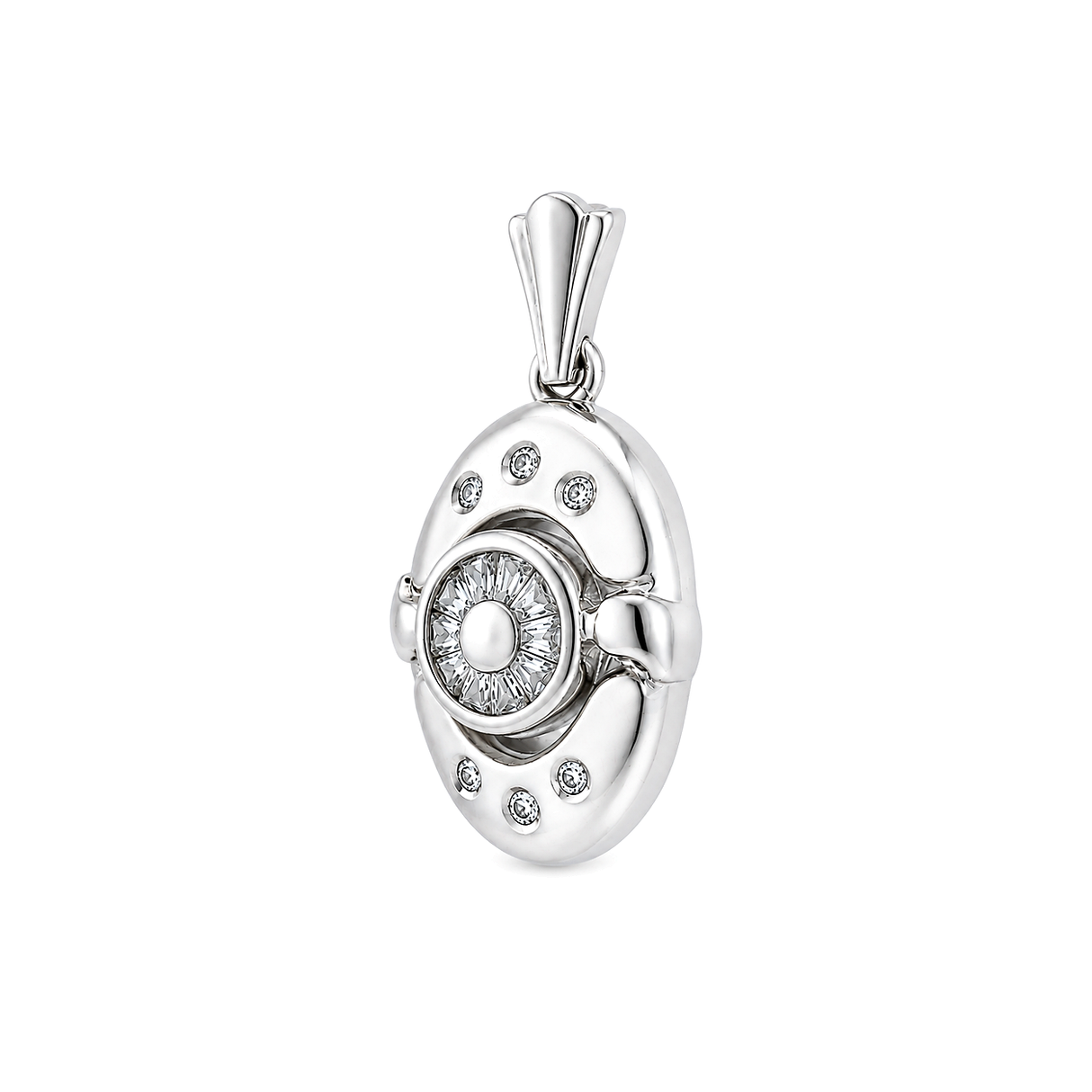 18K White Gold Pendant Oval with Stones