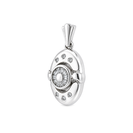 18K White Gold Pendant Oval with Stones