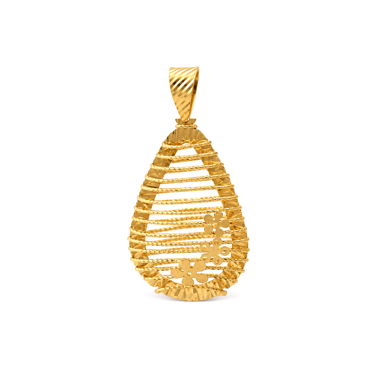 18K Gold Pendant with Teardrop Shaped