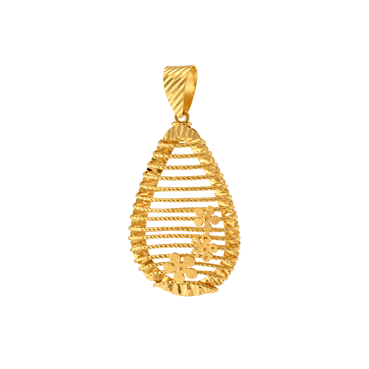 18K Gold Pendant with Teardrop Shaped