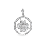 18K White Gold Pendant with Flower Circle