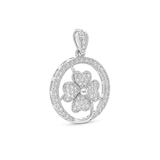 18K White Gold Pendant with Flower Circle