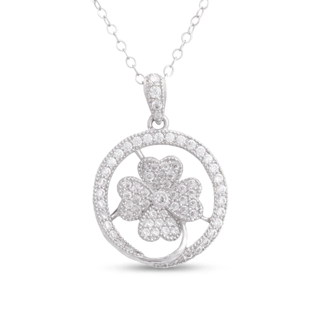 18K Gold Pendant with Flower Inside Delicate Circle Design
