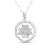 18K Gold Pendant with Flower Inside Delicate Circle Design