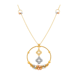 18K Gold Necklace with Circle Floral Pendant
