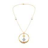 18K Gold Necklace with Circle Floral Pendant
