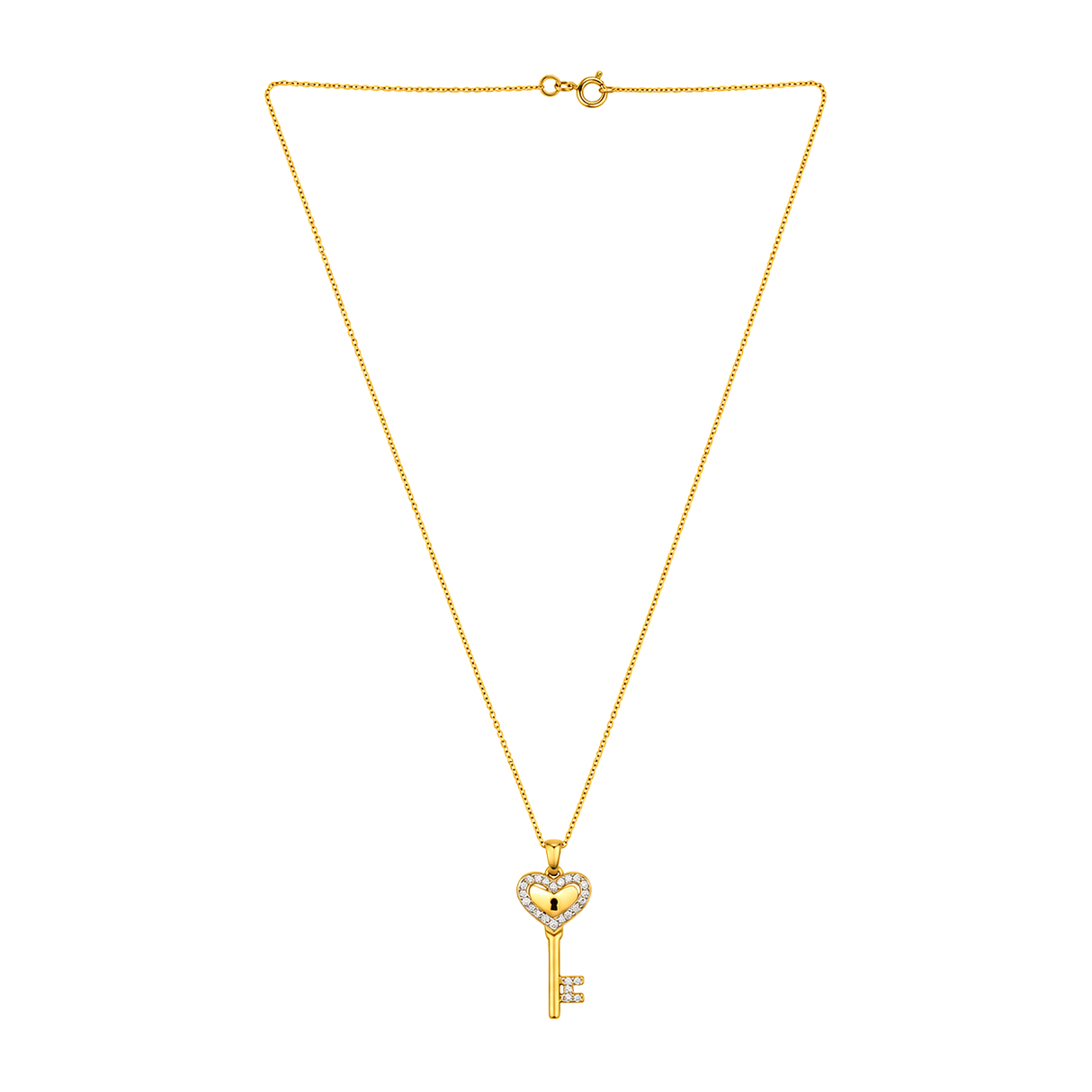 18K Gold Necklace with Key Pendant