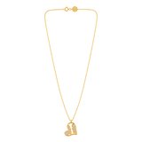 18K Gold Necklace with Curved Heart Pendant