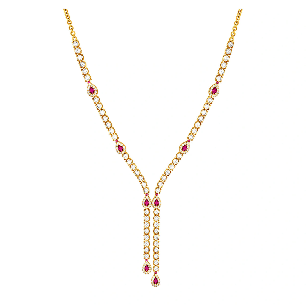18K Gold Pendant with Berletta Gemstones Design In Red