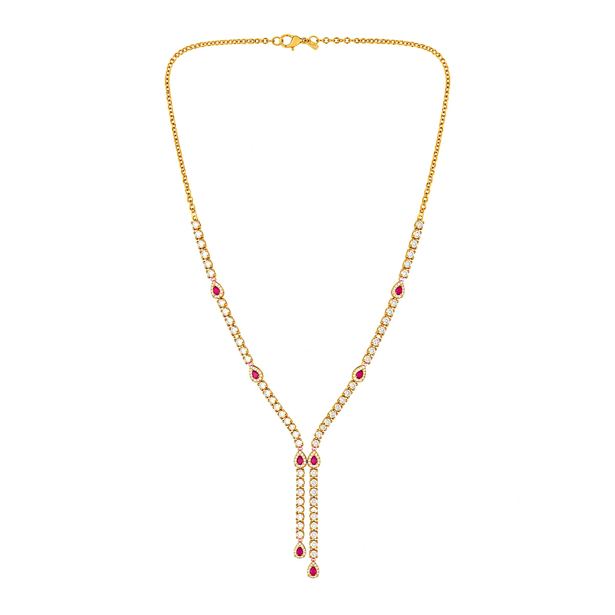18K Gold Pendant with Berletta Gemstones Design In Red
