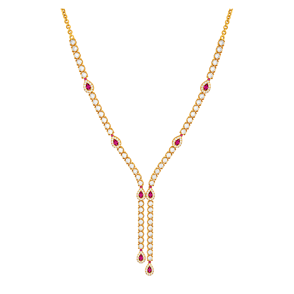18K Gold Pendant with Berletta Gemstones Design In Red