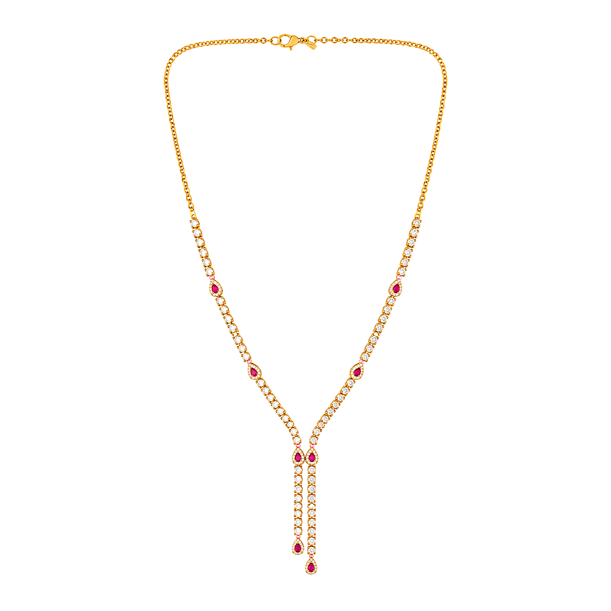 18K Gold Pendant with Berletta Gemstones Design In Red