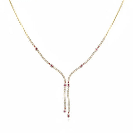 18K Gold Berletta Necklace with Red Gemstones