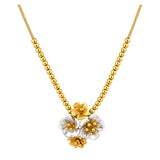 18K Gold Necklace with Colorful Flowers Design