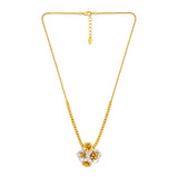 18K Gold Necklace with Colorful Flowers Design