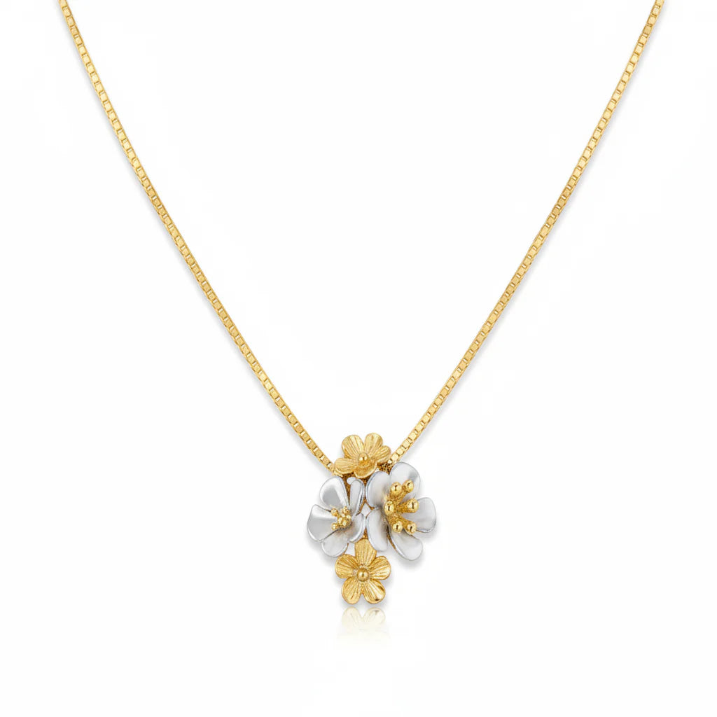 18K Gold Nario Necklace with Colorful Floral Design