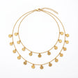 21K Gold Double-Layer Necklace with Engraved Circular Pendants