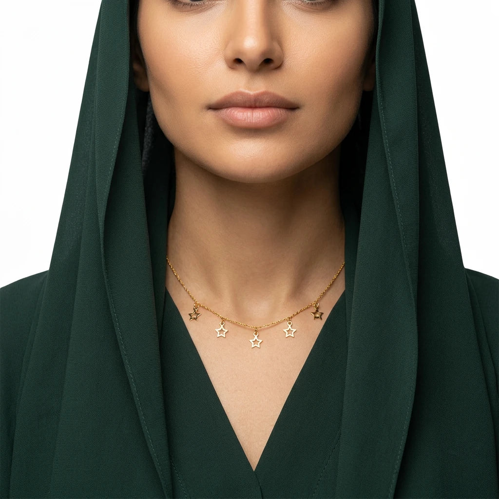 عقد ذهب عيار 21 بدلايات نجوم