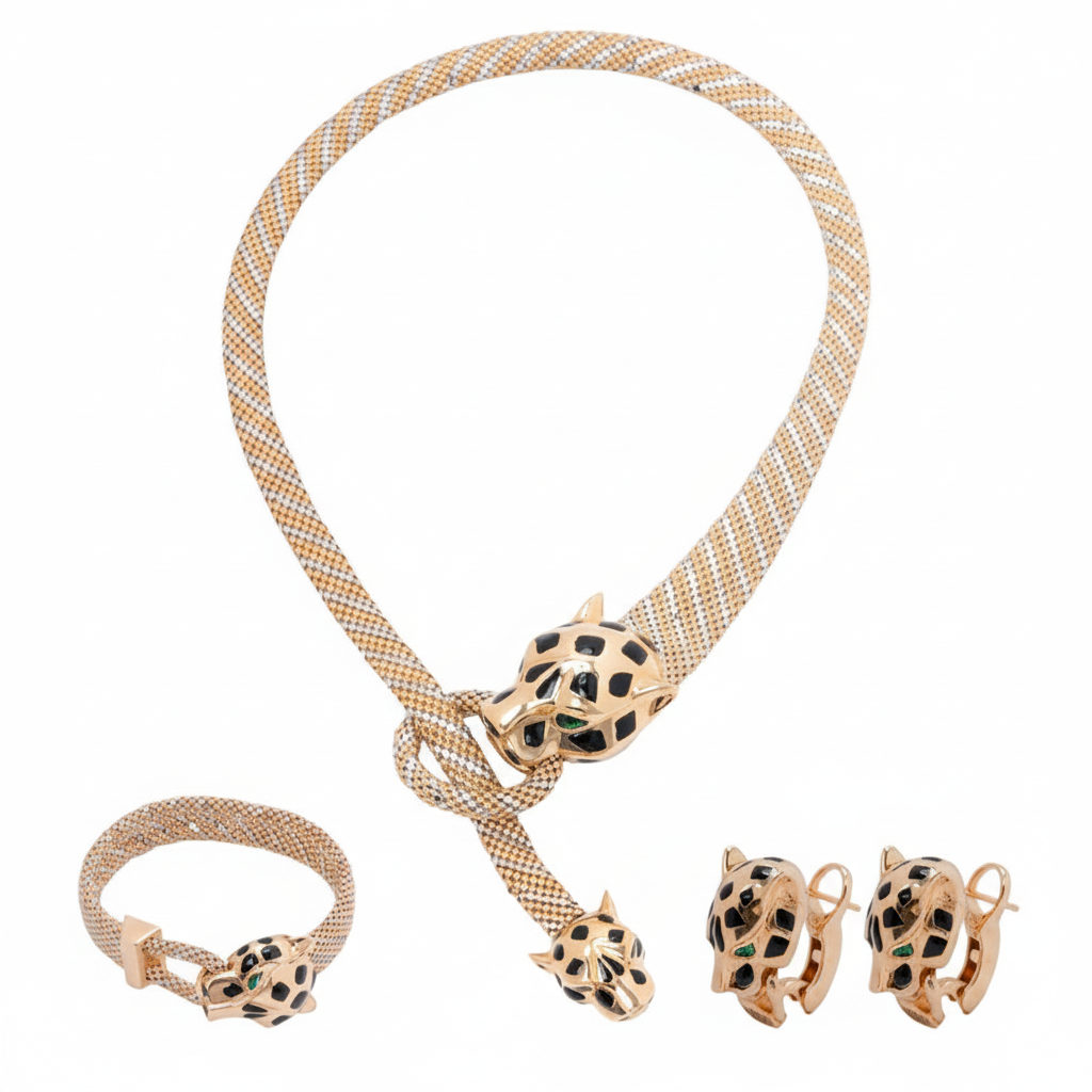 طقم روكو ذهب عيار 18 بتصميم تايجر