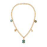 18K Gold Necklace with Pendants Dangling