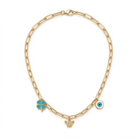 18K Gold Guardian Eye Necklace with Elegant Symbolic Design
