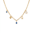 18K Gold Necklace with Elegant Assorted Pendants Design
