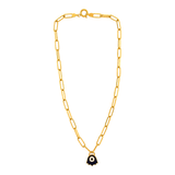 18K Gold Necklace with Blue Pendant Design