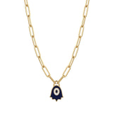18K Gold Necklace with Blue Pendant