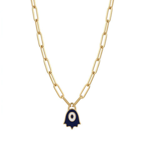 18K Gold Necklace with Blue Pendant