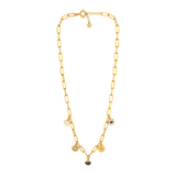18K Gold Necklace with Dangling Pendants