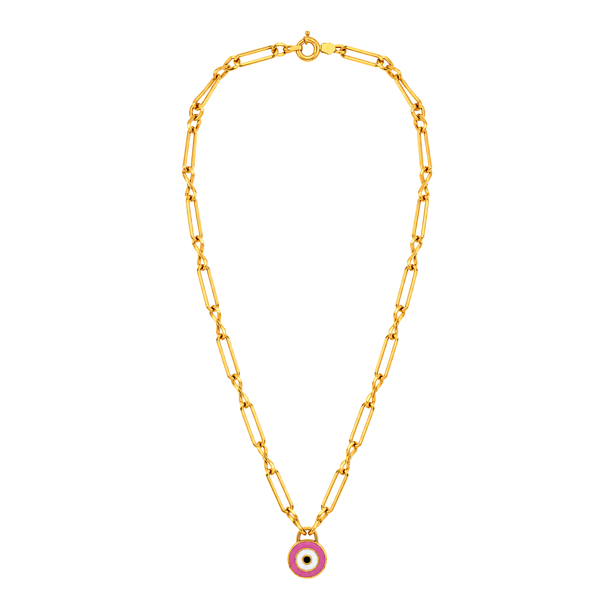 18K Gold Necklace with Colorful Eye Pendant