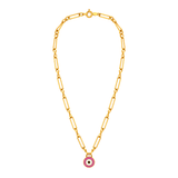 18K Gold Necklace with Colorful Eye Pendant