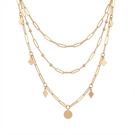 18K Gold Necklace with Multiple Chains