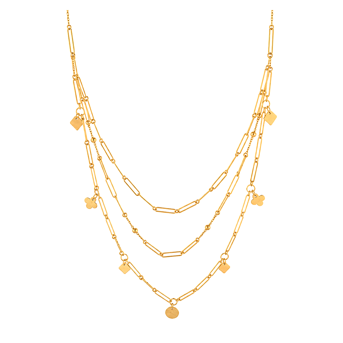 18K Gold Necklace with Multiple Chains