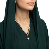 18K Gold Necklace with Elegant Dangling Heart Design