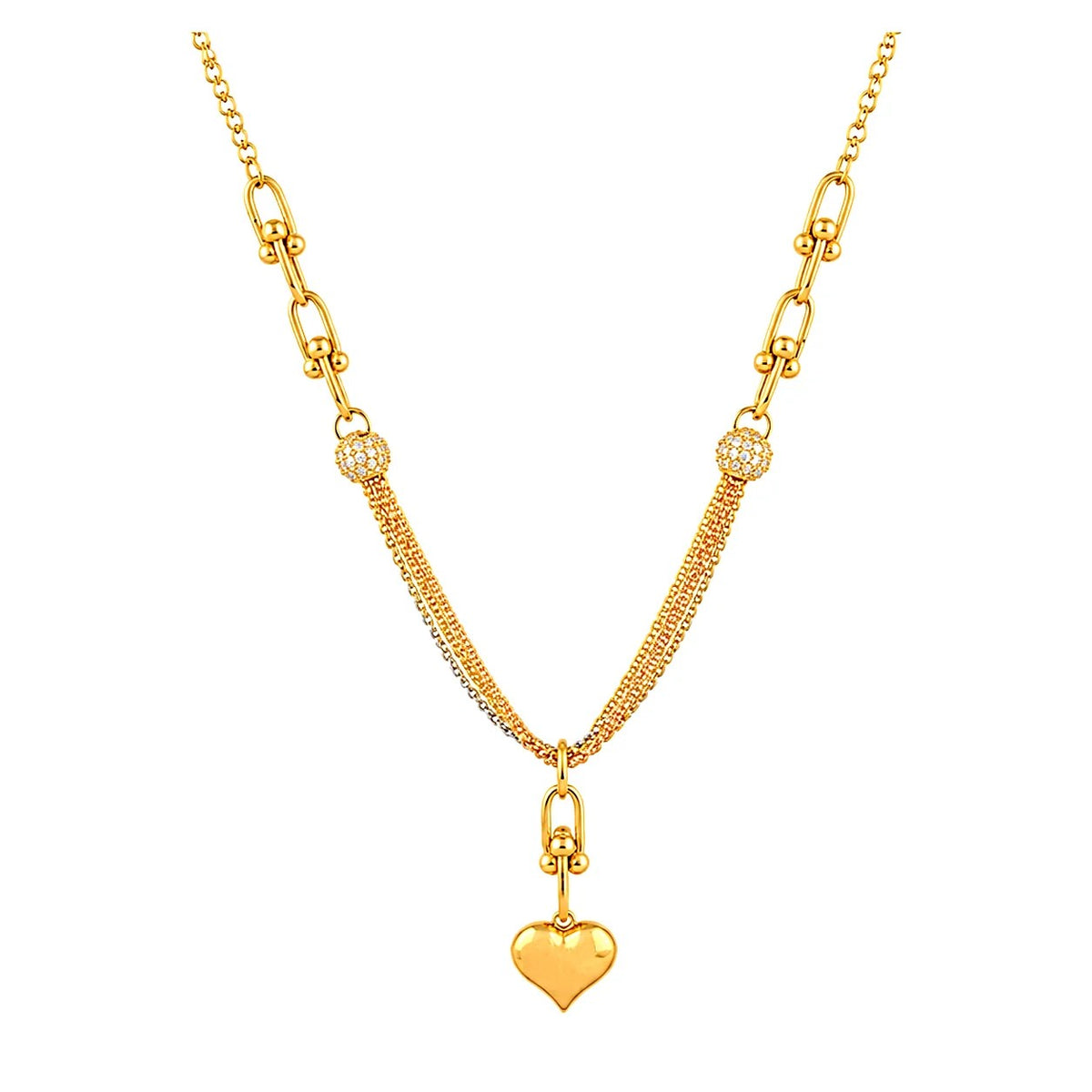 18K Gold Necklace with Elegant Heart Design