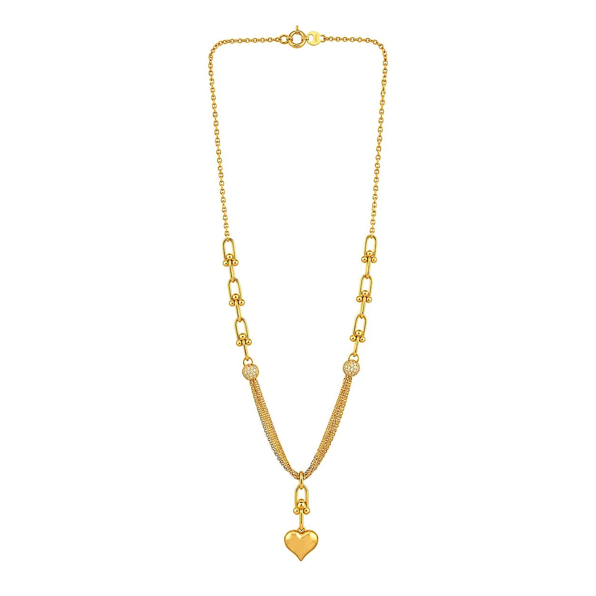 18K Gold Necklace with Elegant Heart Design