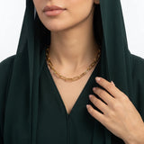 عقد ذهب عيار 18 بتصميم جنزير مستطيل أنيق