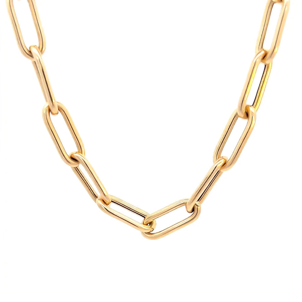 18K Gold Necklace with Elegant Rectangular Chain Design